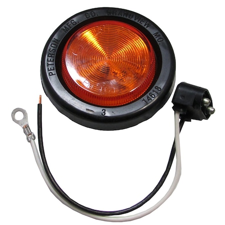 Aftermarket Amber 2" Round LED Trailer Side Marker Light Kit w/ Wires, Grommet, & Lamp ELJ50-0242